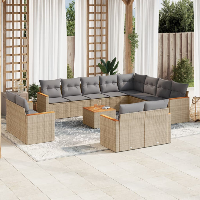 Set Divano da Giardino 13 pz con Cuscini Beige Misto Polyrattan 3226521