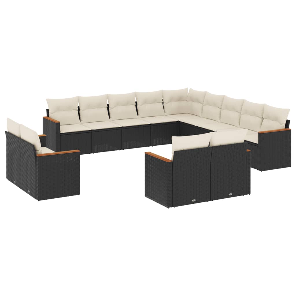 Set Divani da Giardino 13pz con Cuscini Nero in Polyrattan 3226525