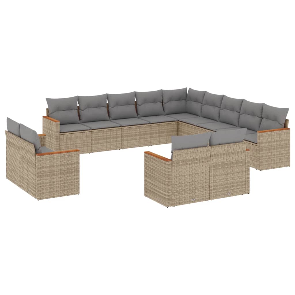 Set Divano da Giardino 13 pz con Cuscini Beige Misto Polyrattan 3226528