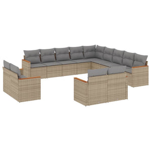 Set Divano da Giardino 13 pz con Cuscini Beige Misto Polyrattan 3226528