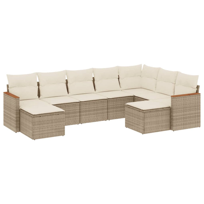 Set Divano da Giardino 9 pz con Cuscini Beige in Polyrattan 3226541