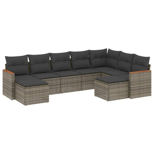 Set Divano da Giardino 9 pz con Cuscini Grigio in Polyrattancod mxl 116806