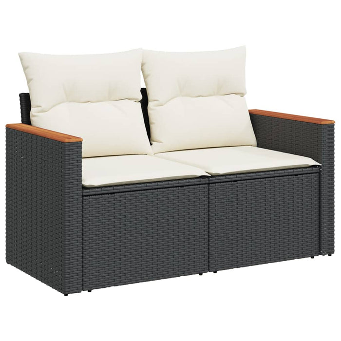 Set Divani da Giardino 10pz con Cuscini in Polyrattan Nero 3226546