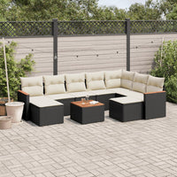 Set Divani da Giardino 10pz con Cuscini in Polyrattan Nero 3226546