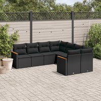 Set Divani da Giardino con Cuscini 8 pz Nero in Polyrattan 3226552