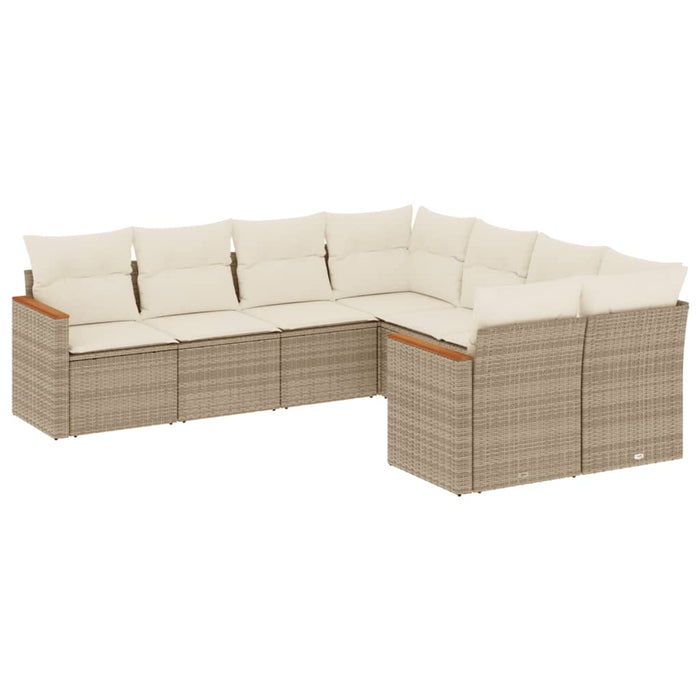 Set Divano da Giardino 8 pz con Cuscini Beige in Polyrattan 3226555