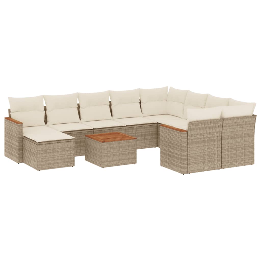 Set Divani da Giardino 11 pz con Cuscini Beige in Polyrattancod mxl 114449