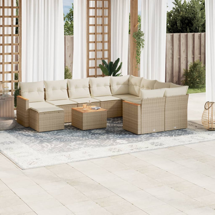 Set Divani da Giardino 11 pz con Cuscini Beige in Polyrattancod mxl 114449