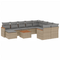 Set Divano da Giardino 11 pz con Cuscini Beige Misto Polyrattan 3226563