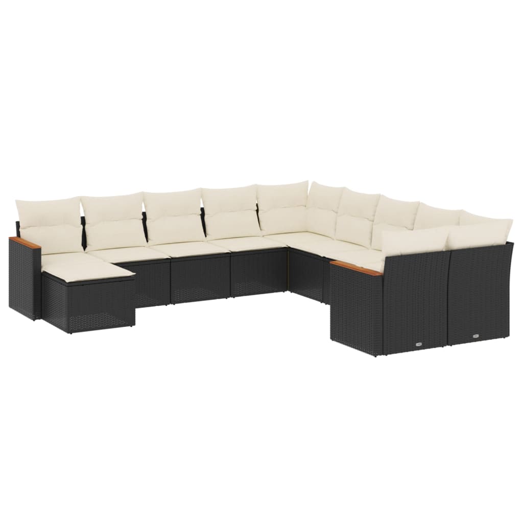 Set Divani da Giardino 11 pz con Cuscini in Polyrattan Nero 3226567