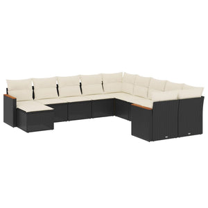 Set Divani da Giardino 11 pz con Cuscini in Polyrattan Nero 3226567