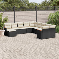 Set Divani da Giardino 11 pz con Cuscini in Polyrattan Nero 3226567