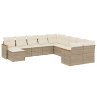 Set Divani da Giardino 11 pz con Cuscini Beige in Polyrattan 3226569