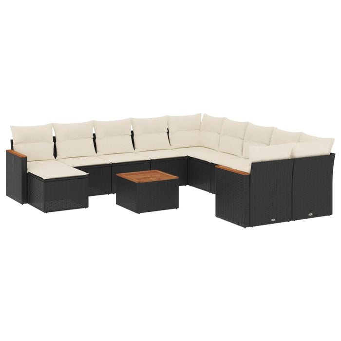 Set Divani da Giardino 12 pz con Cuscini Nero in Polyrattan 3226574