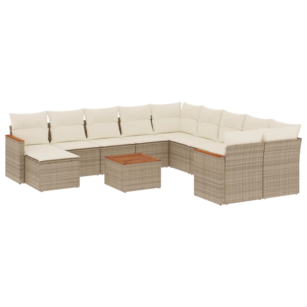 Set Divani da Giardino 12 pz con Cuscini Beige in Polyrattan 3226576