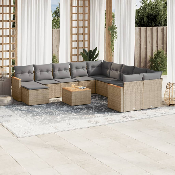 Set Divano da Giardino 12 pz con Cuscini Beige Misto Polyrattancod mxl 93095