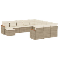 Set Divani da Giardino 12 pz con Cuscini Beige in Polyrattan 3226583