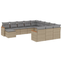 Set Divano da Giardino 12 pz con Cuscini Beige Misto Polyrattan 3226584