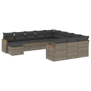 Set Divani da Giardino 12 pz con Cuscini Grigio in Polyrattan 3226585