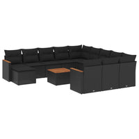 Set Divani da Giardino 13pz con Cuscini Nero in Polyrattan 3226587