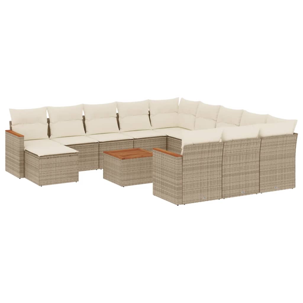 Set Divano da Giardino 13 pz con Cuscini Beige in Polyrattan 3226590