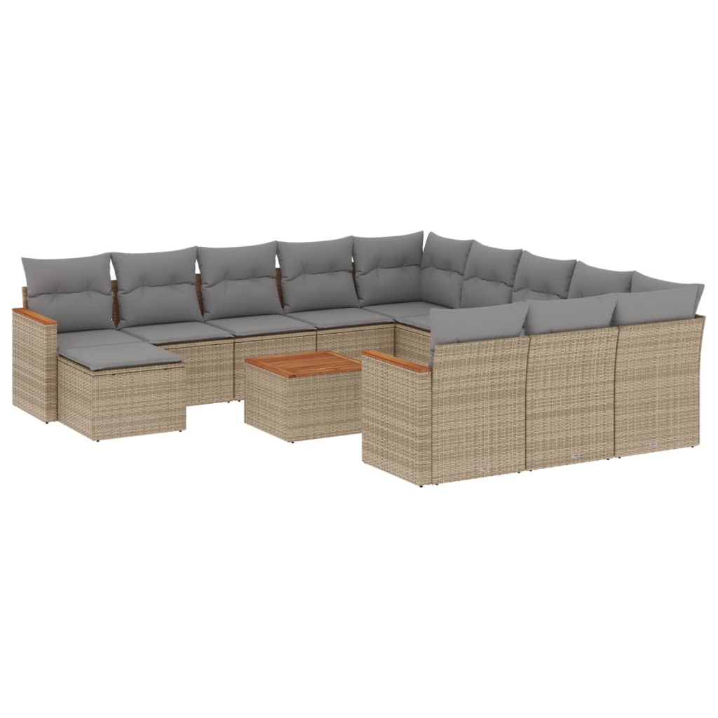 Set Divano da Giardino 13 pz con Cuscini Beige Misto Polyrattan 3226591