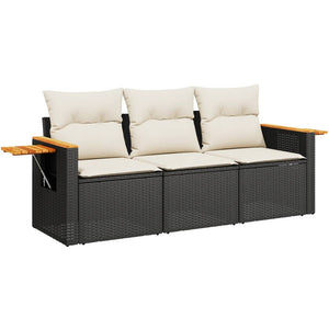 Set Divani da Giardino 3 pz con Cuscini in Polyrattan Nero 3226595