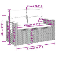 Set Divani da Giardino 3 pz con Cuscini in Polyrattan Nero 3226595