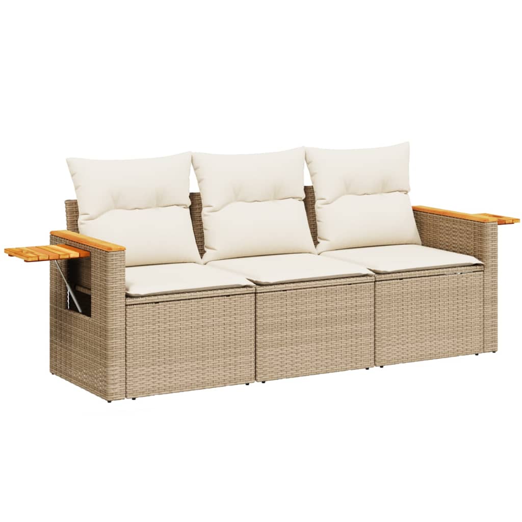 Set Divano da Giardino 3 pz con Cuscini Beige in Polyrattancod mxl 112906