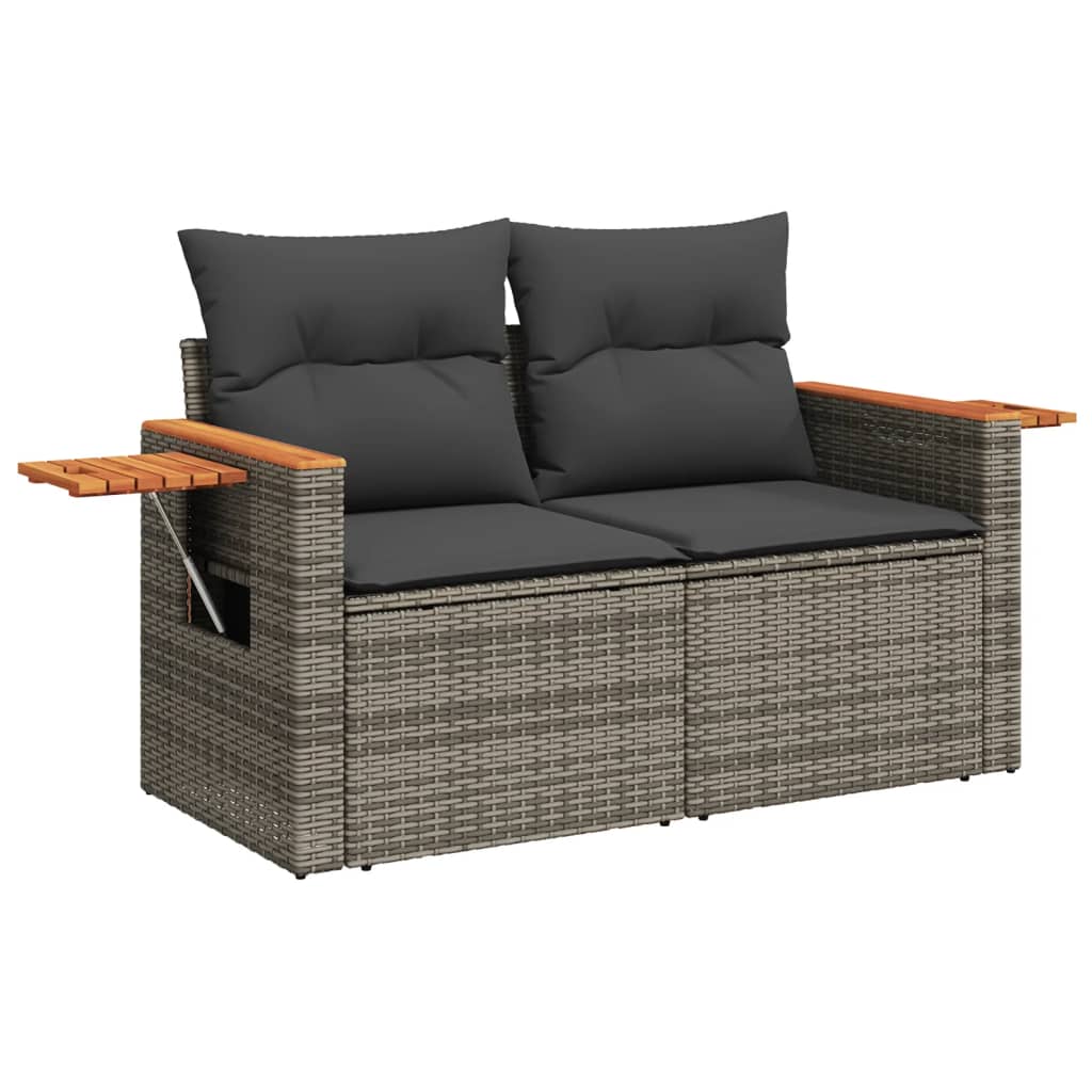 Set Divani da Giardino 3 pz con Cuscini Grigio in Polyrattan 3226599