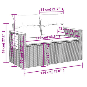 Set Divani da Giardino 3 pz con Cuscini Grigio in Polyrattan 3226599