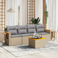 Set Divano da Giardino 5 pz con Cuscini Beige in Polyrattan 3226619