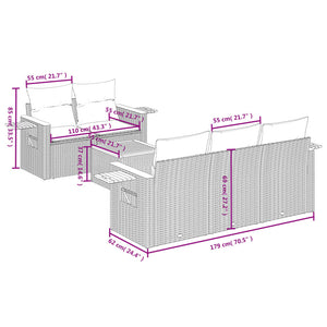 Set Divano da Giardino 6 pz con Cuscini Beige in Polyrattan 3226625