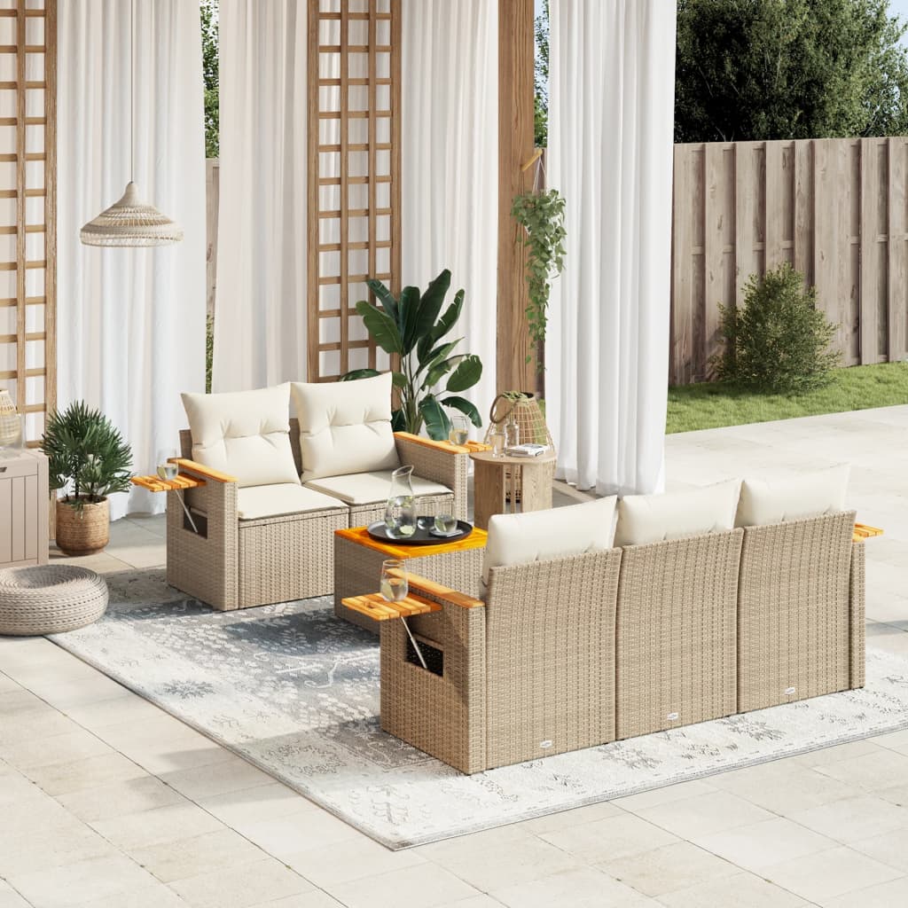 Set Divano da Giardino 6 pz con Cuscini Beige in Polyrattan 3226625