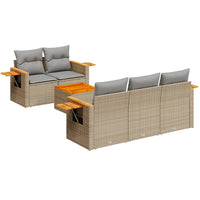 Set Divano da Giardino 6 pz con Cuscini Beige in Polyrattancod mxl 113821