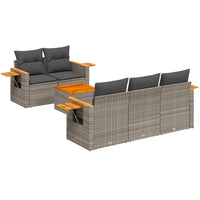 Set Divano da Giardino 6 pz con Cuscini Grigio in Polyrattancod mxl 92906