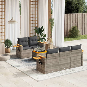 Set Divano da Giardino 6 pz con Cuscini Grigio in Polyrattancod mxl 92906