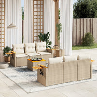 Set Divani da Giardino 7 pz con Cuscini Beige in Polyrattancod mxl 114334