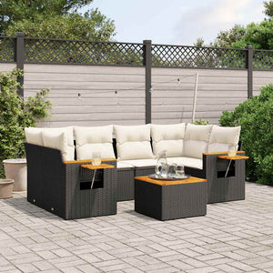 Set Divani da Giardino con Cuscini 7pz Nero Polyrattan 3226637