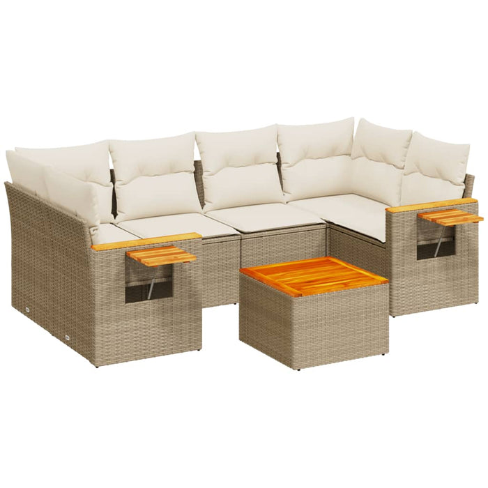 Set Divani da Giardino 7 pz con Cuscini Beige in Polyrattancod mxl 116847