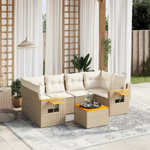 Set Divani da Giardino 7 pz con Cuscini Beige in Polyrattancod mxl 116847