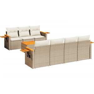 Set Divano da Giardino 8 pz con Cuscini Beige in Polyrattan 3226646