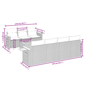 Set Divano da Giardino 8 pz con Cuscini Beige in Polyrattan 3226646