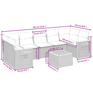 Set Divani da Giardino con Cuscini 8 pz Nero in Polyrattan 3226651