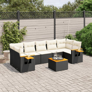 Set Divani da Giardino con Cuscini 8 pz Nero in Polyrattan 3226651