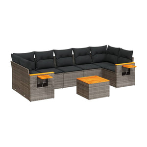 Set Divano da Giardino 8 pz con Cuscini Grigio in Polyrattan 3226655