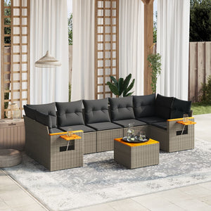 Set Divano da Giardino 8 pz con Cuscini Grigio in Polyrattan 3226655