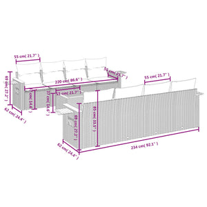 Set Divani da Giardino 9 pz con Cuscini Nero in Polyrattan 3226658