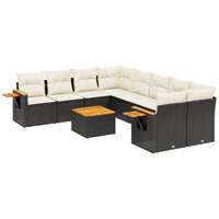 Set Divani da Giardino 9 pz con Cuscini Nero in Polyrattan 3226665