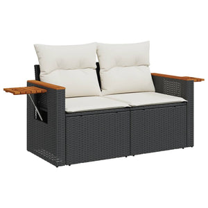 Set Divani da Giardino 9 pz con Cuscini Nero in Polyrattan 3226665